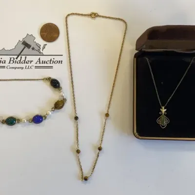 Sale Photo Thumbnail #20: Gold Filled Scarab Beetle Bracelet & Necklaces