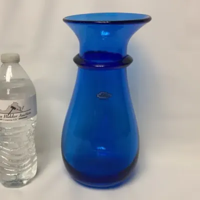 Sale Photo Thumbnail #12: 2017 Blenko Handcraft 10" Blue Vase - Signed