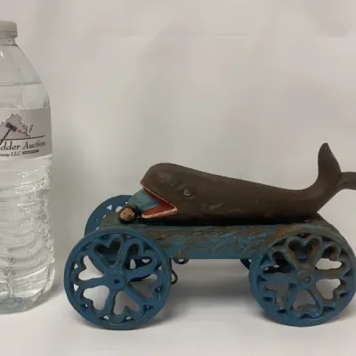 Sale Photo Thumbnail #5: Cast Iron Jonah & The Whale Cast Iron Pull Toy