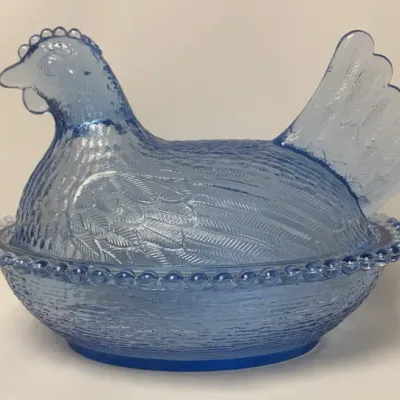 Sale Photo Thumbnail #30: Vintage Indiana Glass Blue Hen on Nest