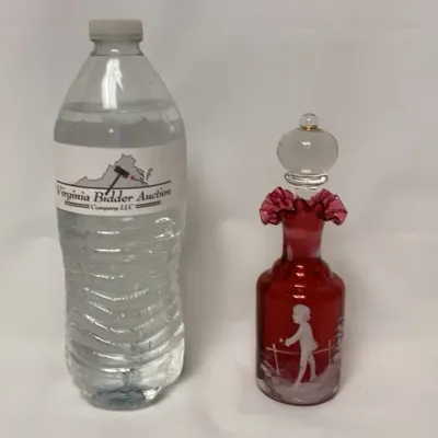 Sale Photo Thumbnail #23: Victorian Mary Gregory Cranberry Perfume Bottle