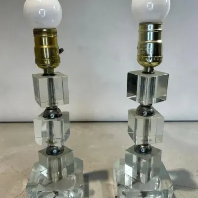 Stacked Glass Cube Table Lamps
