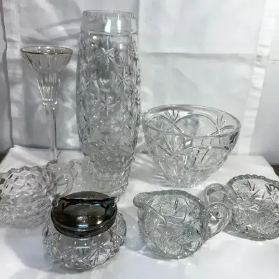 Vintage pressed and cut clear glass