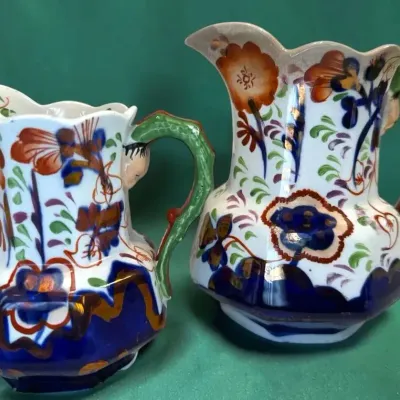 Pair of Allerton's Gaudy Welsh Ceramic Pitchers