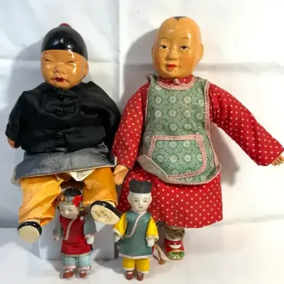 Vintage Chinese composition and paper-mache dolls