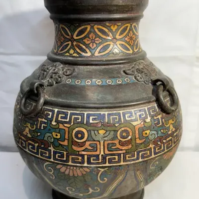 Champlevé Enamel Bronze Vase