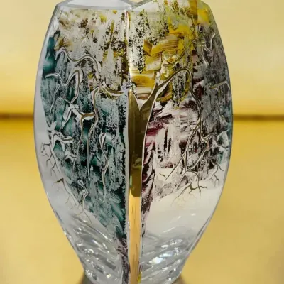 Kristallglas Hendorf Salzburg, B. Puhringer Signed Vase
