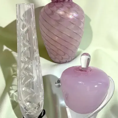 Art Glass: Vase, Perfume Bottle & Other