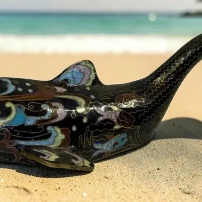 Vintage cloisonné dolphin figurine 
