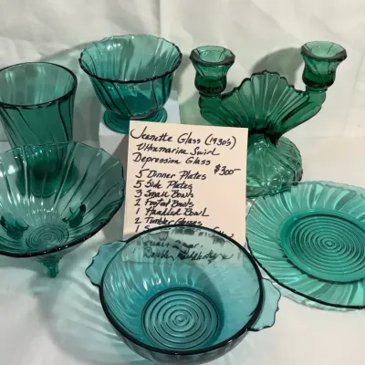 Jeannette Glass Ultramarine Swirl Depression glass