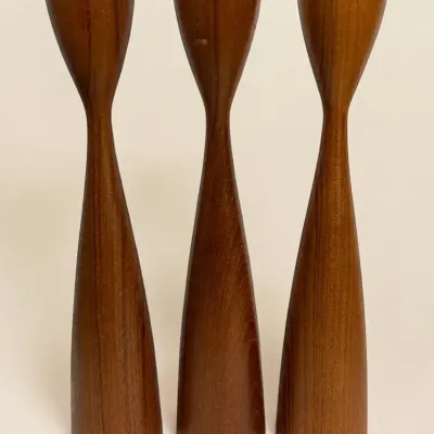 Three Danish Teak "Tulip" Candle Holders