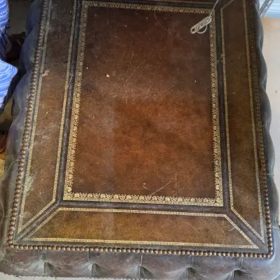 Maitland-Smith Antique brown leather cocktail table