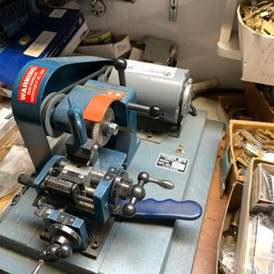 Framon "FRA 2" manual code machine.  Cuts keys to code rather than duplicating existing keys.