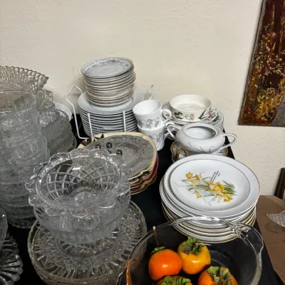 Sale Photo Thumbnail #83: Assorted vintage glassware and porcelain tableware collection