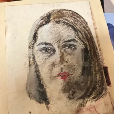 Sale Photo Thumbnail #35: Original charcoal and pastel portrait sketch