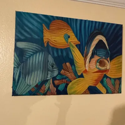 Sale Photo Thumbnail #41: Original oil painting of tropical fish
