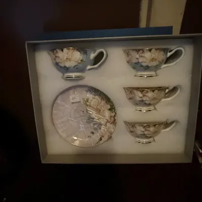 Sale Photo Thumbnail #27: Magnolia blossom porcelain tea cup and saucer set