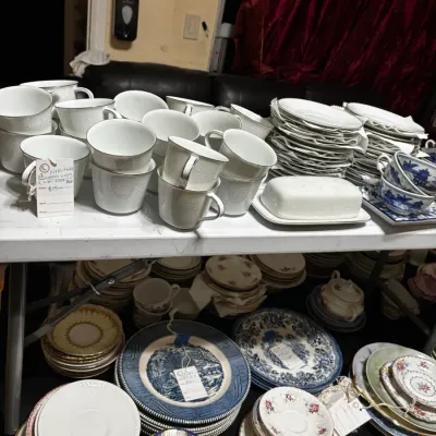 Sale Photo Thumbnail #29: Noritake white porcelain coffee cup and butter dish set
