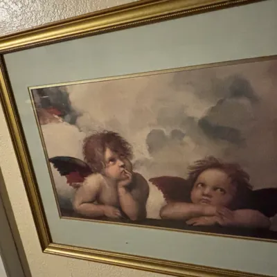 Sale Photo Thumbnail #51: Raphael s sistine madonna cherubs framed print
