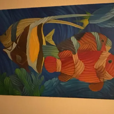 Sale Photo Thumbnail #47: Original tropical fish oil painting by g aland