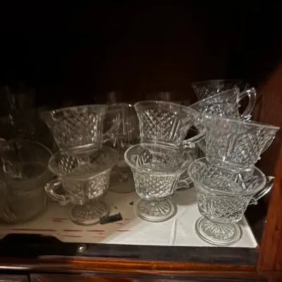 Sale Photo Thumbnail #61: Vintage colony baroque pressed glass punch cups