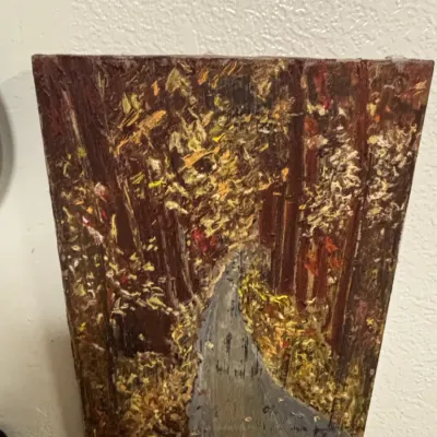 Sale Photo Thumbnail #19: Impressionist style forest path oil painting