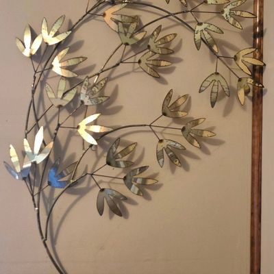 Vintage Curtis Jeré 'Blowing Bamboo Leaves' Metal Wall Sculpture
