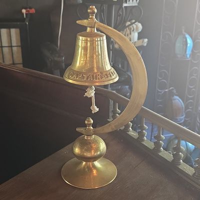 Sale Photo Thumbnail #205: Vintage Brass Captain's Bell on Stand
