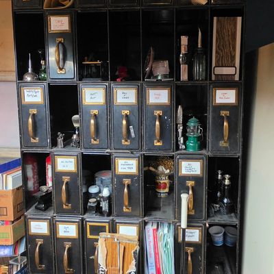 Vintage Industrial Steel Parts Cabinet
