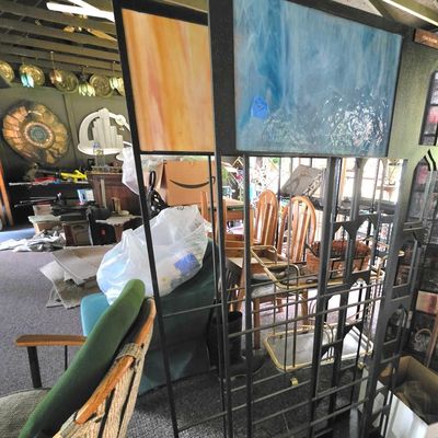 Mid-Century Modern Stained Glass Room Divider