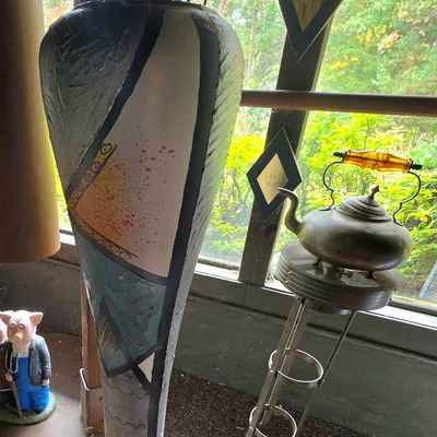 Sale Photo Thumbnail #187: Mid-Century Modern Abstract Painted Floor Vase