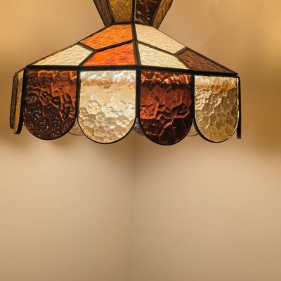 Sale Photo Thumbnail #162: Vintage Stained Glass Swag Lamp
