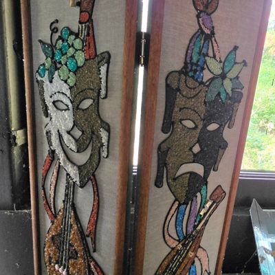 Mid-Century Modern Gravel Art Room Divider