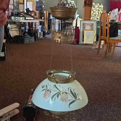 Sale Photo Thumbnail #125: Victorian Style Hanging Oil Lamp