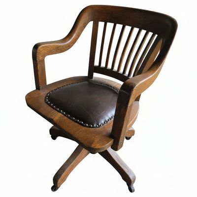 Antique Oak Bankers Swivel Chair