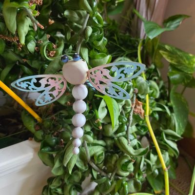 Sale Photo Thumbnail #287: Decorative Metal and Bead Dragonfly Garden Stake