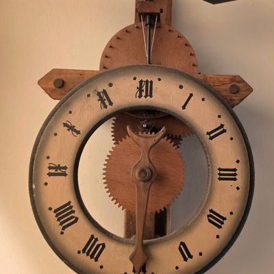 Vintage Swiss Buco 1320 Wooden Gear Wall Clock by Baumann A.G.