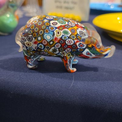 Sale Photo Thumbnail #179: Murano Millefiori Glass Pig Figurine