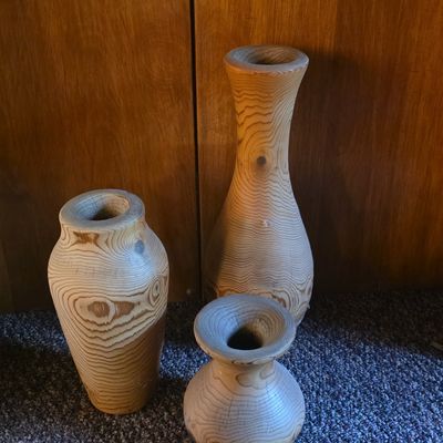 Sale Photo Thumbnail #278: Hand-Turned Softwood Decorative Vase Set