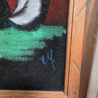 Sale Photo Thumbnail #192: Vintage Velvet Painting with Signature