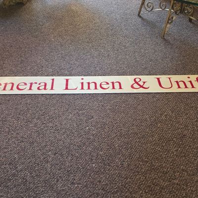 Sale Photo Thumbnail #209: General Linen & Uniform Service Plexi Sign. Approx. 7 1/2 Foot Detroit Mi