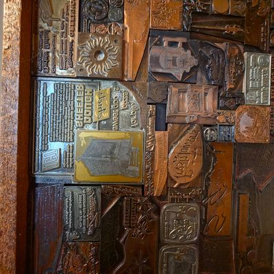 Vintage Letterpress Printing Block Collection in Wooden Case