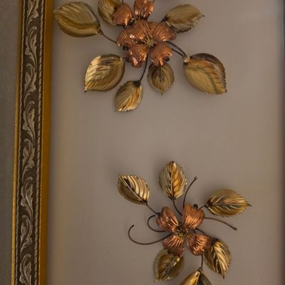 Sale Photo Thumbnail #203: Vintage Mid-Century Modern Brass and Copper Dogwood Floral Wall Art