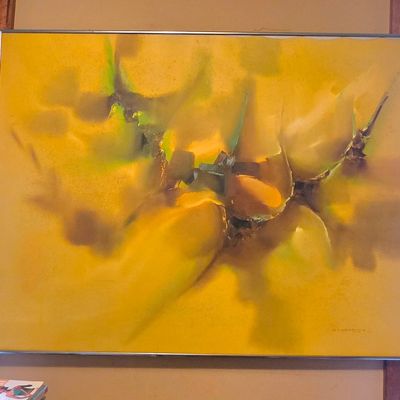 Mid-Century Modern Abstract Oil Painting by Kamuray