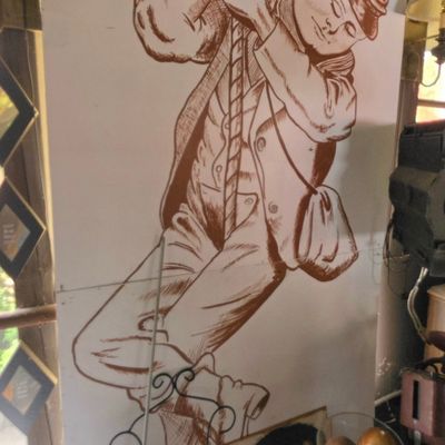 Sale Photo Thumbnail #194: Vintage Large Scale Boy Climbing Rope Wall Art