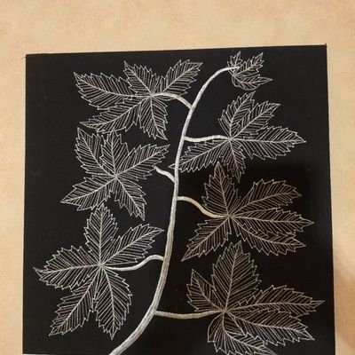 Sale Photo Thumbnail #251: Machine Embroidered Maple Leaf Textile Art