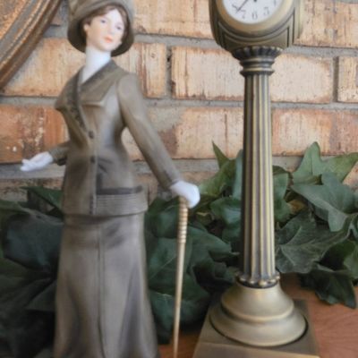 Sale Photo Thumbnail #226: Franklin Mint 'The Lady of the Promenade' Porcelain Figure with Clock