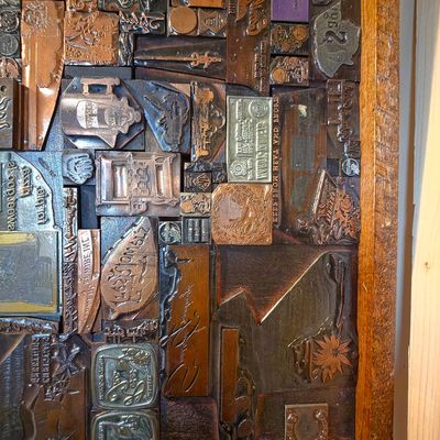 Vintage Letterpress Printing Block Assemblage Wall Art
