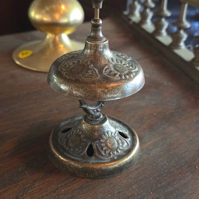 Sale Photo Thumbnail #238: Vintage Brass Sunflower Hotel Desk Bell