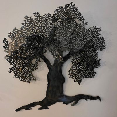 Mid-Century Modern Style Metal Tree Wall Sculpture